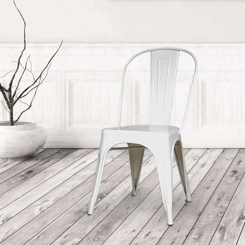 Amerivend Works 17'' H Metal Stacking Side Chair (Set of 2)