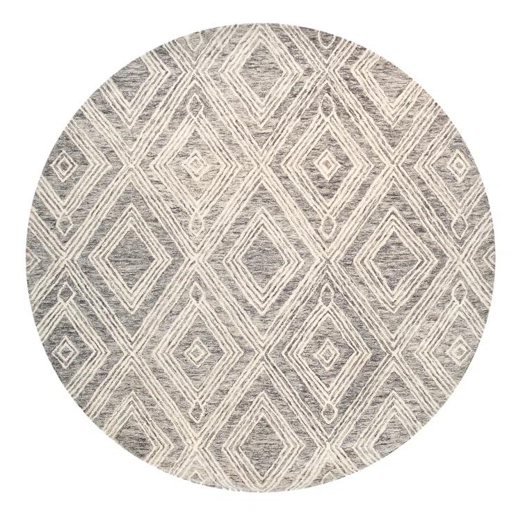 Pasargad Modern Geometric Handmade Tufted Area Rug in Gray/Beige