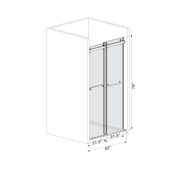 Dimorphos Frameless Sliding Glass Shower Doors with 3/8"(10mm) Clear Tempered Glass 11DD701957Q