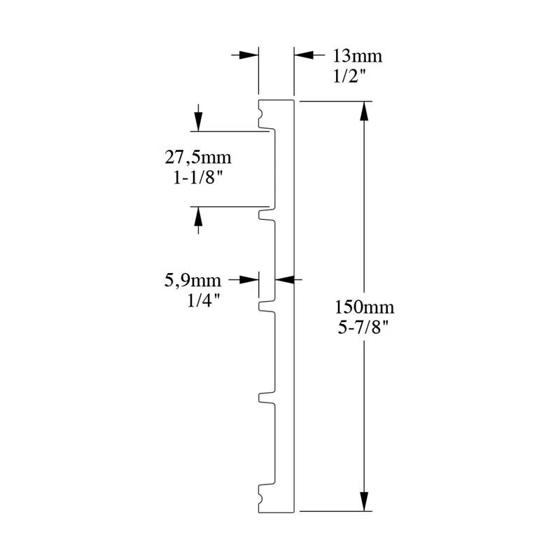 Architectural Products by Outwater L.L.C. 5.875'' H x 78.75'' W x 0.5'' D Plastic Chair Rail (Set of 2)