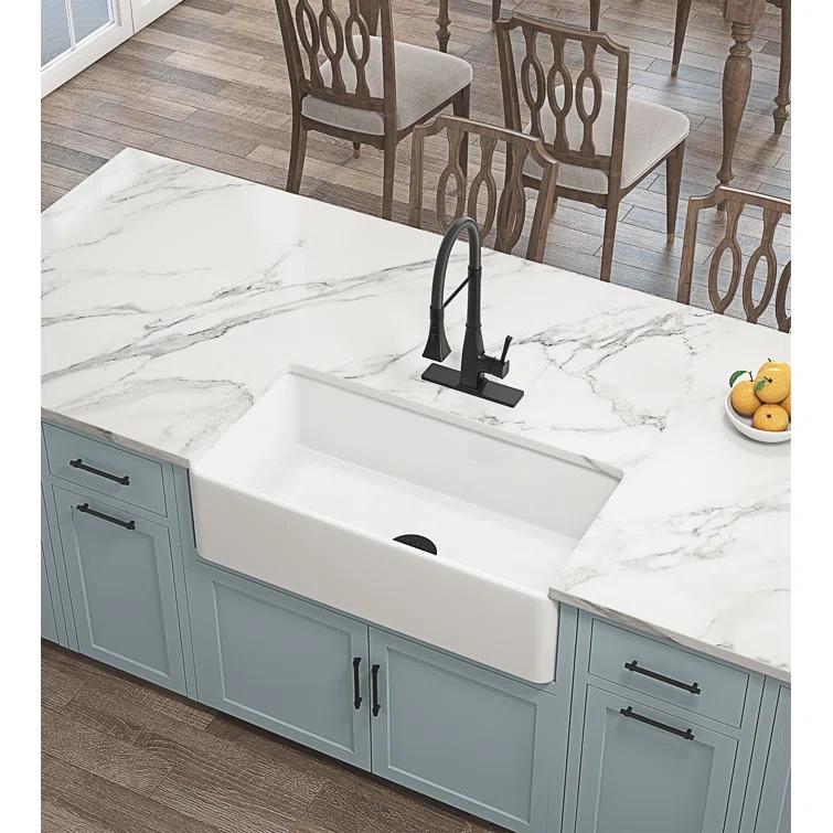 Ceballos 36'' L Farmhouse / Apron Single Bowl Ceramic Kitchen Sink LNNDAD-W928123625
