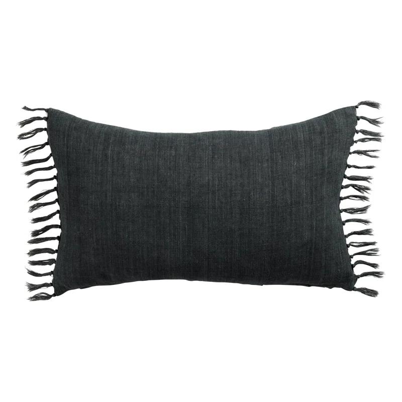 Roy Linen Pillow - Navy / 13" x 21" / Down