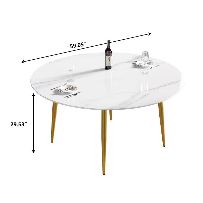 Ortelinda 59.05"Modern manmade st1 round metal dining tableposition for 6 people