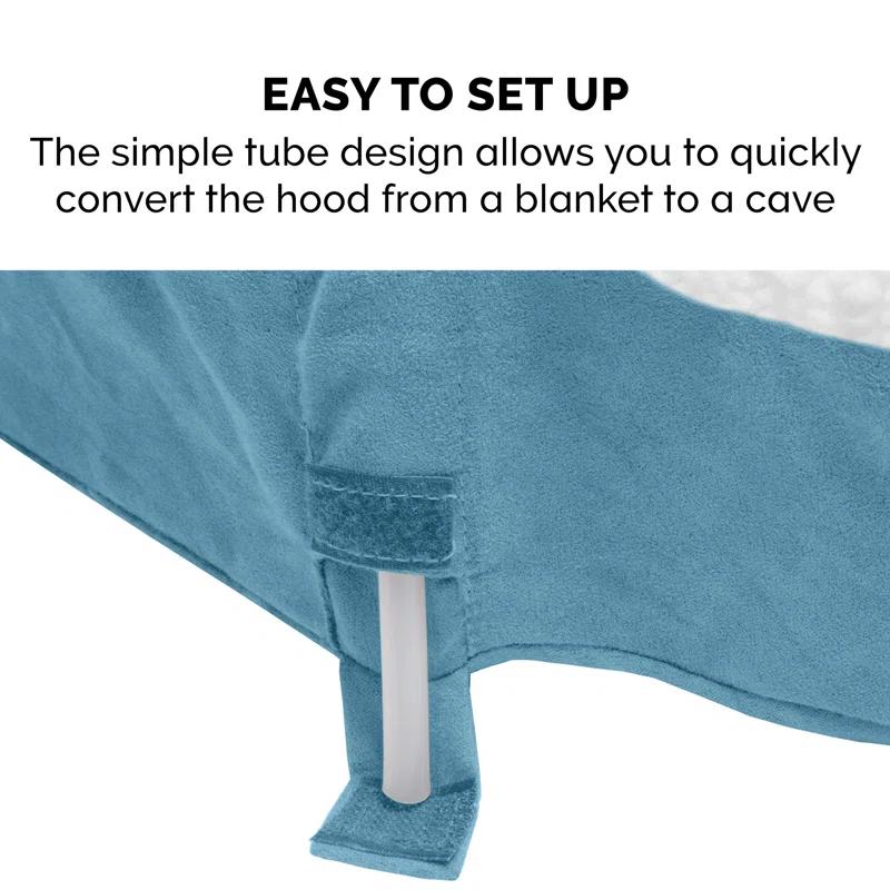 FurHaven Wave Fur & Velvet Snuggle Cave Orthopedic Hooded Dog Bed
