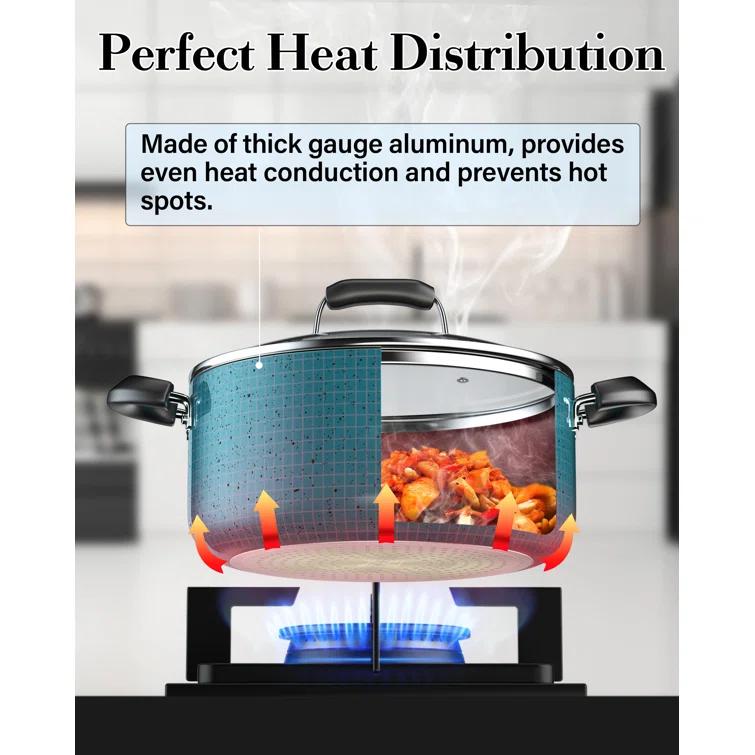 Cook N Home Cook N Home Non-Stick Aluminum Pots and Pans Kitchen Cookware Set 12 Piece
