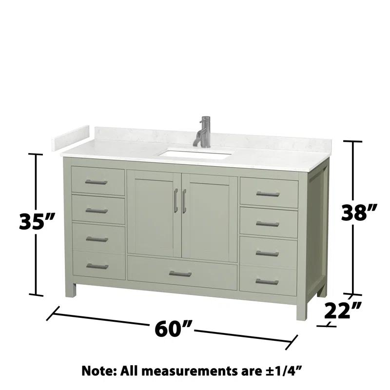 Wyndham Collection Sheffield 60" Freestanding Single Bathroom Vanity with Cultured Marble Top with 58" Mirror