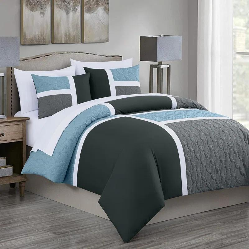 Chezmoi Collection 7-Piece Patchwork Bed in a Bag Comforter Set with Sheets