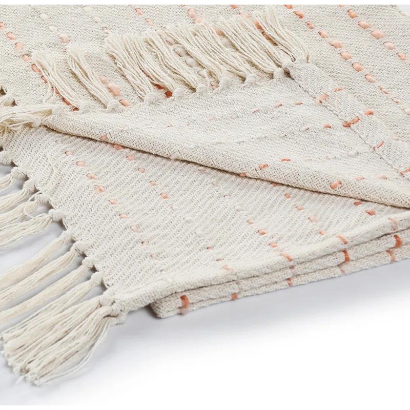 Deep Ombre Striped Handmade Woven Throw Blanket with Fringe