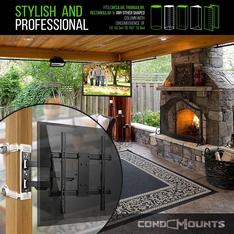 Condo Mounts CondoMounts NO Drill Full Motion Pillar TV Mount,Holds 80lbs,Fits 8" & Wider