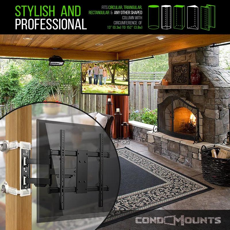 Condo Mounts CondoMounts NO Drill Full Motion Pillar TV Mount,Holds 80lbs,Fits 8" & Wider