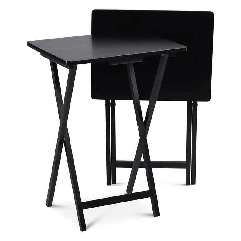 PJ Wood 19.09'' Solid Wood Rectangular Portable Folding Table (Set of 2)