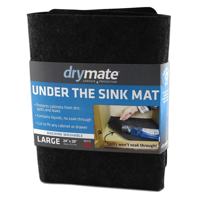Drymate Under Sink Mat, Protective Cabinet Liner For Kitchen & Bathroom - Absorbent, Waterproof, Machine Washable (24”x29”) (Charcoal) (USA Made)