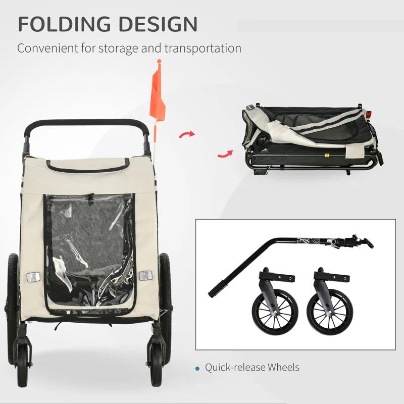 Aosom Foldable Pet Jogger Stroller with Detachable Carrier