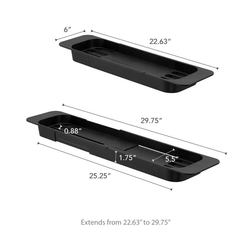 Yamazaki Home Tower Yamazaki Home Expandable Bathtub Caddy - Bathroom Tray Table Holder, 1.77" Height