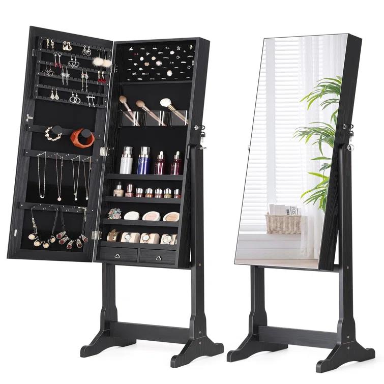 NIERBO Lockable Jewelry Organizer Mirror - Stylish Storage Solution For Women