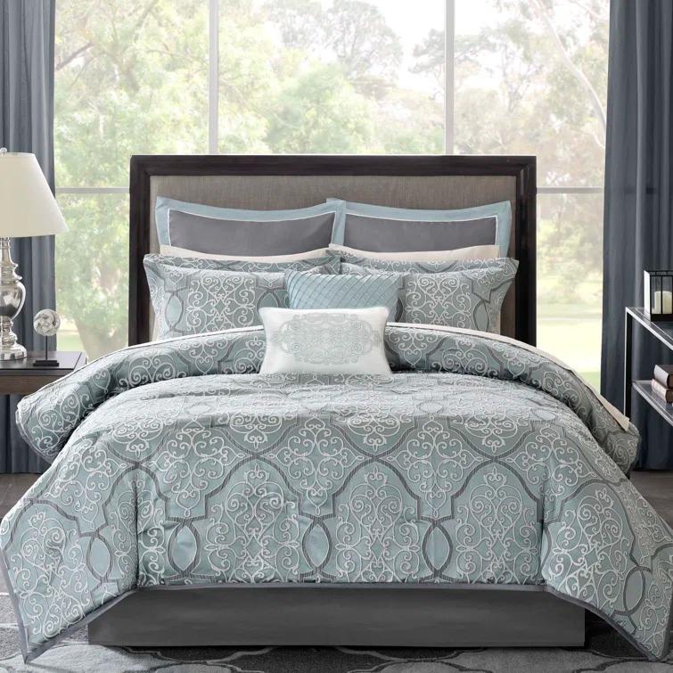 Madison Park Lavine 12 Piece Comforter Set with Cotton Bed Sheets