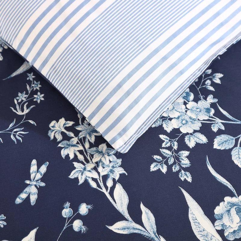 Laura Ashley Branch Toile Cotton Blue Duvet Cover Bonus Set