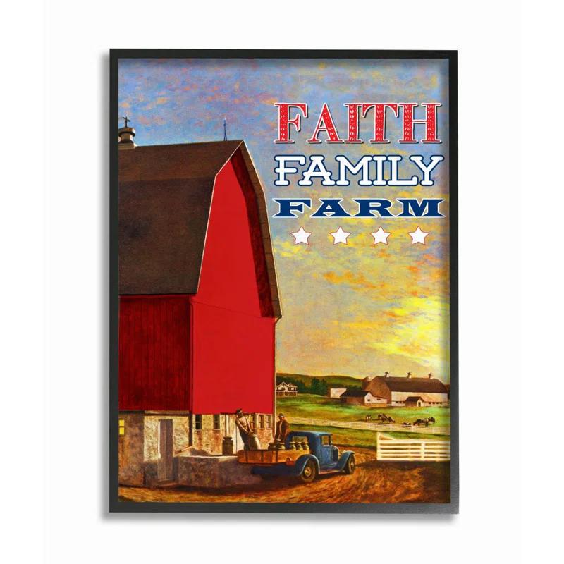 Stupell Industries " Faith Family American Farm Rustic Word Design " by The Saturday Evening Post