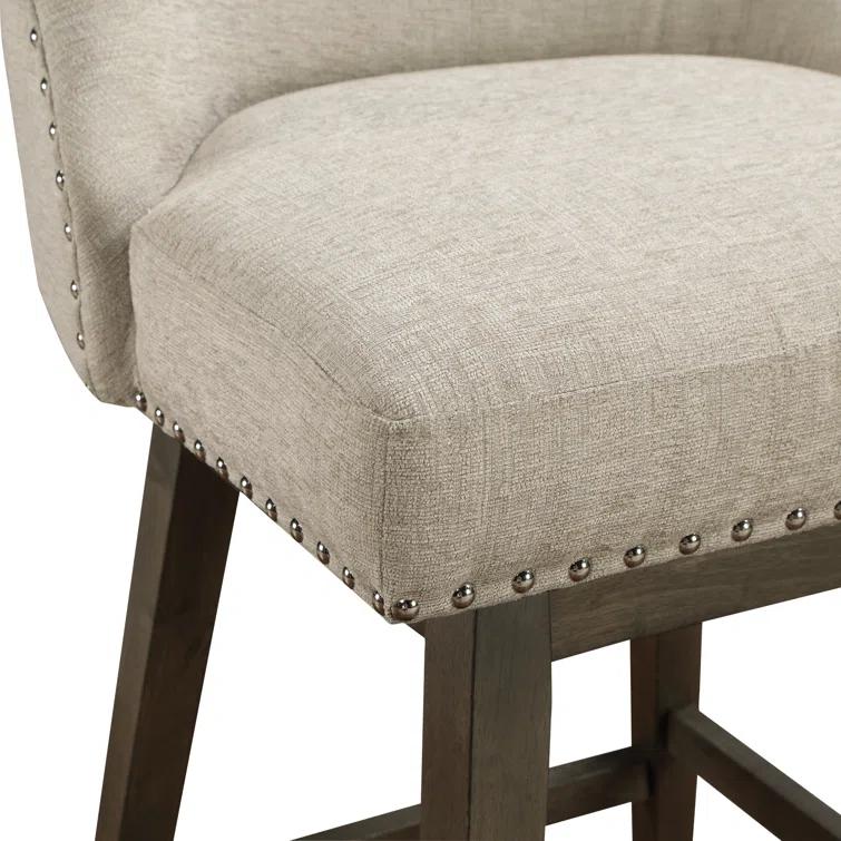 OSP Designs Granville Swivel Upholstered Counter Stool with Solid Wood Frame
