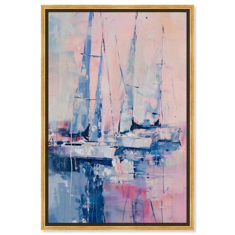 Art Remedy Art Remedy Pastel Sea Breeze Framed Sailing 1 Piece Canvas Wall Art 57710