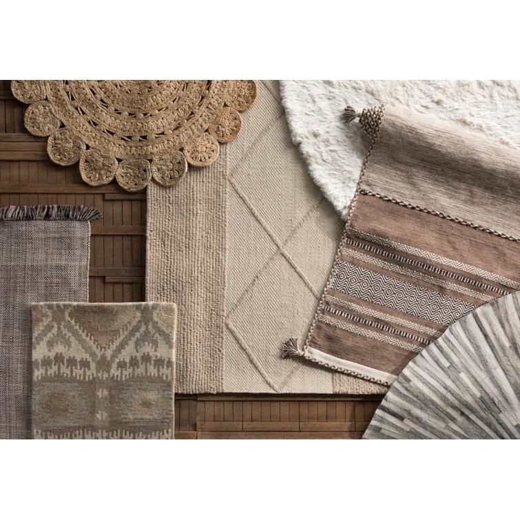 Highland Dunes Tulane Natura Hand Woven Wool/Cotton Geometric Rug in Beige