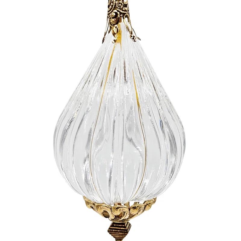 Long Acrylic Drop With Polyester Tassel Hanging Ornament Set of 12 8.7" Clear/Silver (Set of 12)