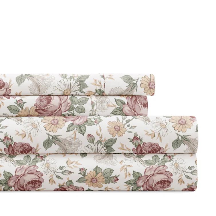 IEnjoy Home 4 Piece Sheet Set Patterned Microfiber Ultra Soft Bedding in Floral Dream & Reviews | Wayfair