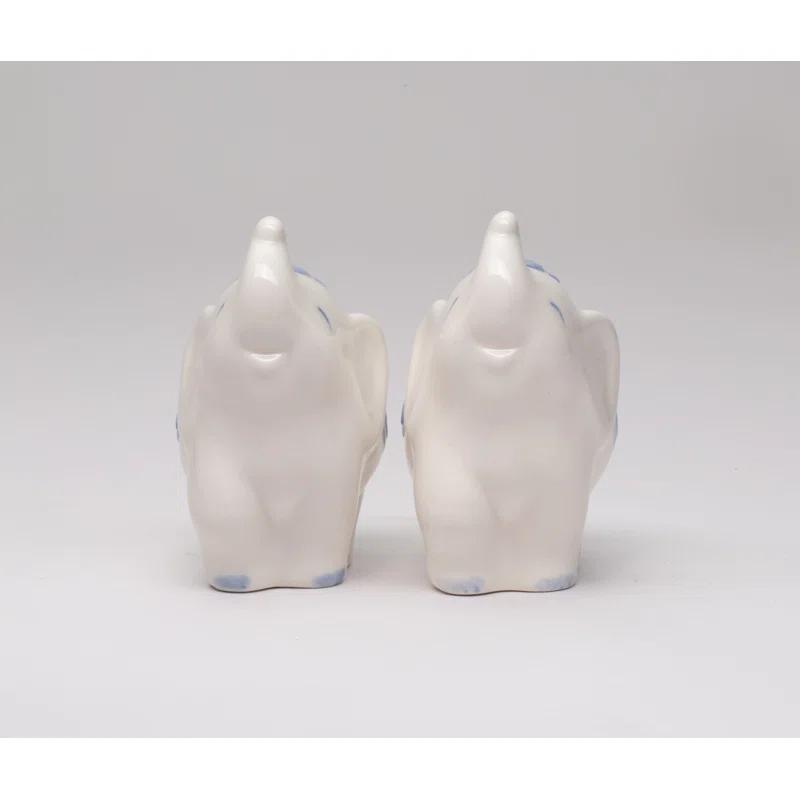 Cosmos Gifts Blue Print Elephant Salt and Pepper Shaker Set (Set of 2)