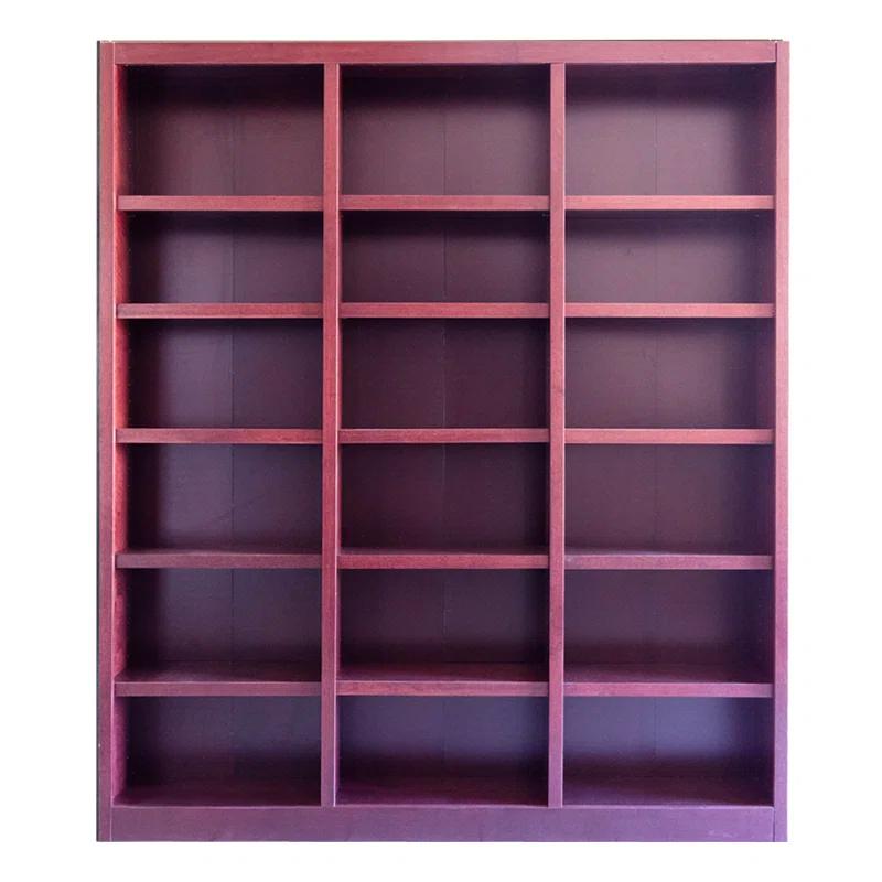 Winston Porter Aliette Triple Wide Wood Bookcase, 18 Bookshelf, 84 inch Tall Storage and Display Bookshelf for Home Office and Living Room
