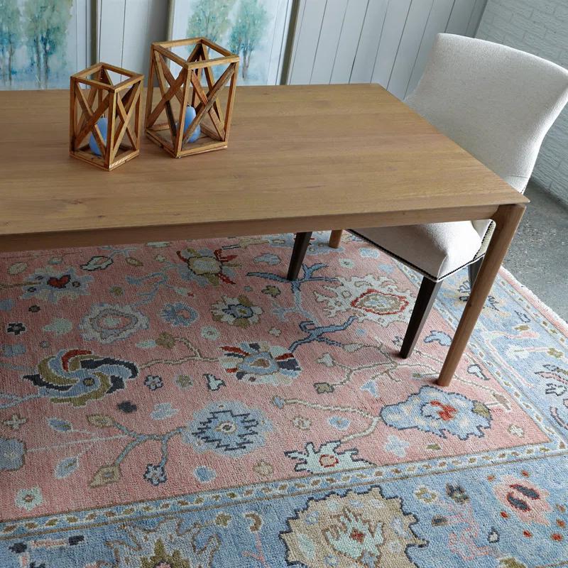 Afterglow Oriental Hand-Knotted Wool Area Rug in Sunset/Blue/Beige