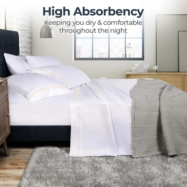 Superior Infinity Scroll Embroidered Certified Egyptian Cotton 1000 Thread Count Bed Sheet Set