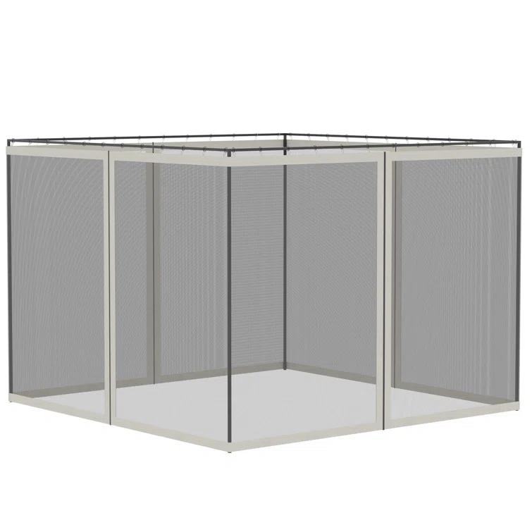 Outsunny Outsunny Universal Replacement Mesh Sidewall Netting for Patio Gazebos and Canopy Tents with Zippers, Sidewall Only, Cream