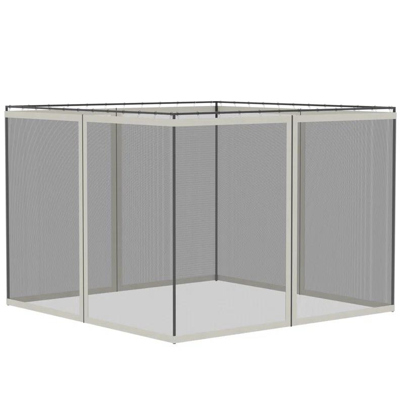 Outsunny Outsunny Universal Replacement Mesh Sidewall Netting for Patio Gazebos and Canopy Tents with Zippers, Sidewall Only, Cream