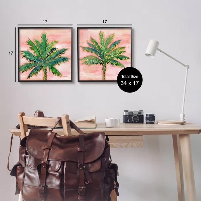 Stupell Industries " Tropical Palm Trees Glam Detail " by Paul Brent 2 - Pieces