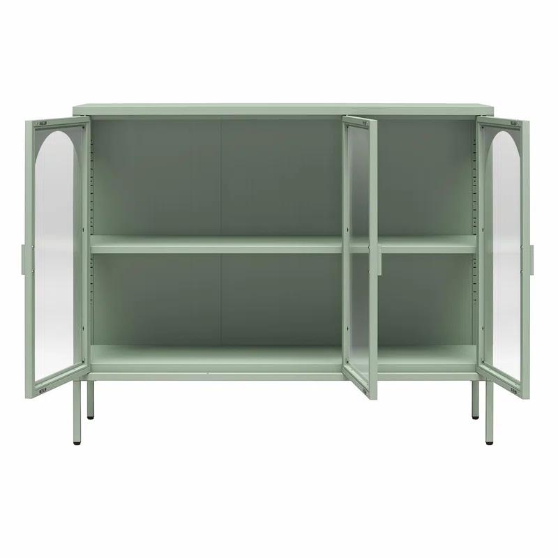 CosmoLiving by Cosmopolitan Chloe Metal Accent Cabinet With 3 Arched Glass Doors