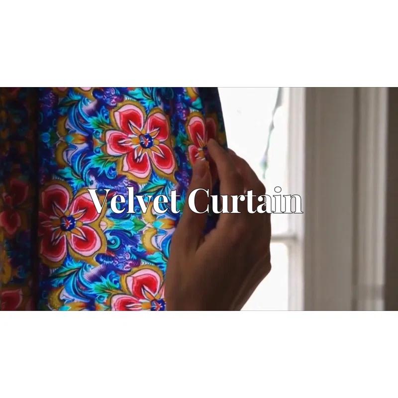 Design Art Pink And Blue Petals Floral Expression I - Floral Curtain - Blackout Curtain - 1 Panels