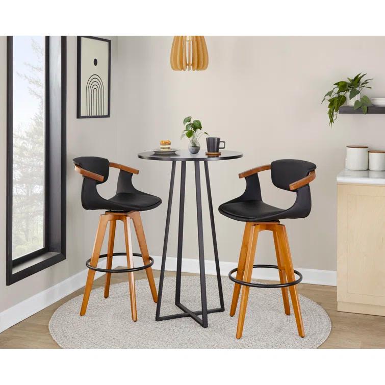 Mistana™ Dirksen Swivel Upholstered Counter Stool with Solid Wood Frame