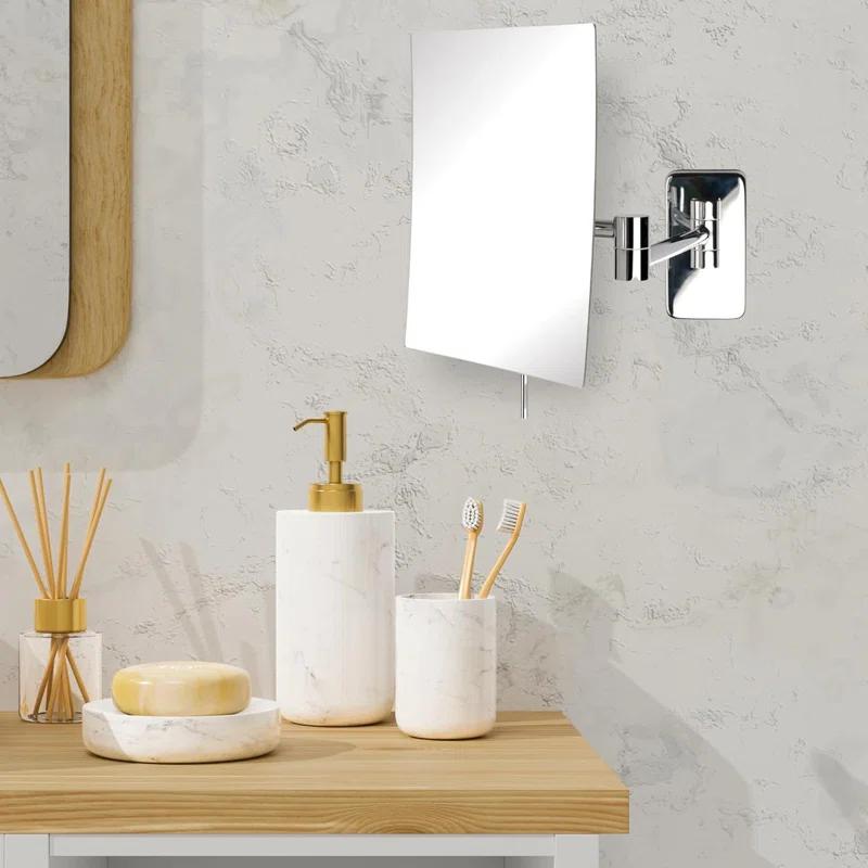 Wrought Studio™ Wall Mount Makeup Mirror with 5X Magnification - 8.75” x 6.5” Rectangular Mirror Extends 14”