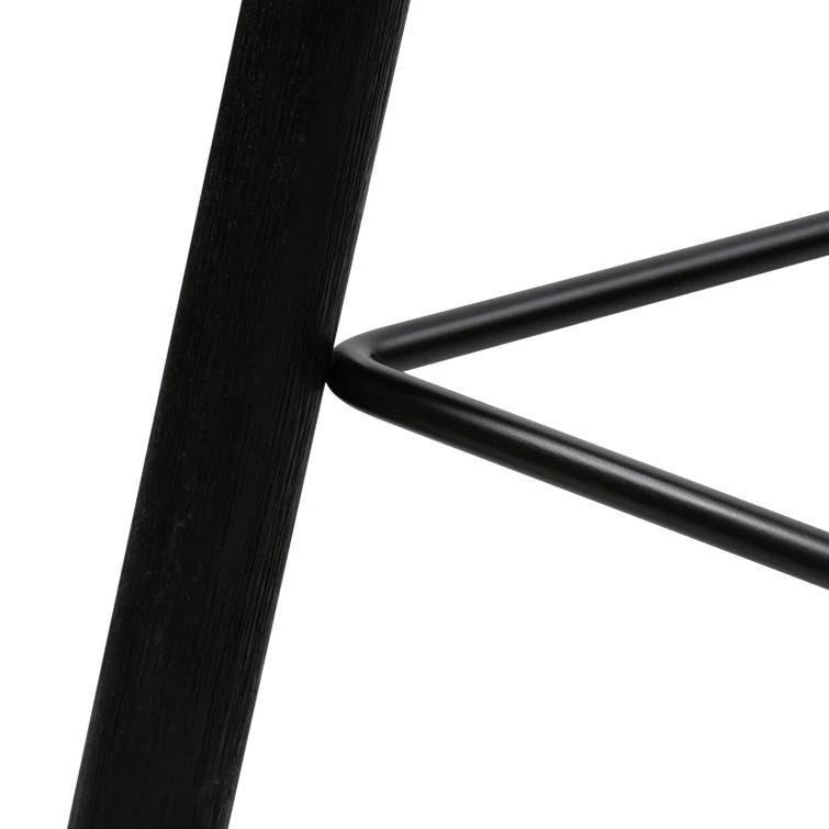 Contemporary Matte Black Solid Wood & Iron Bar Stool