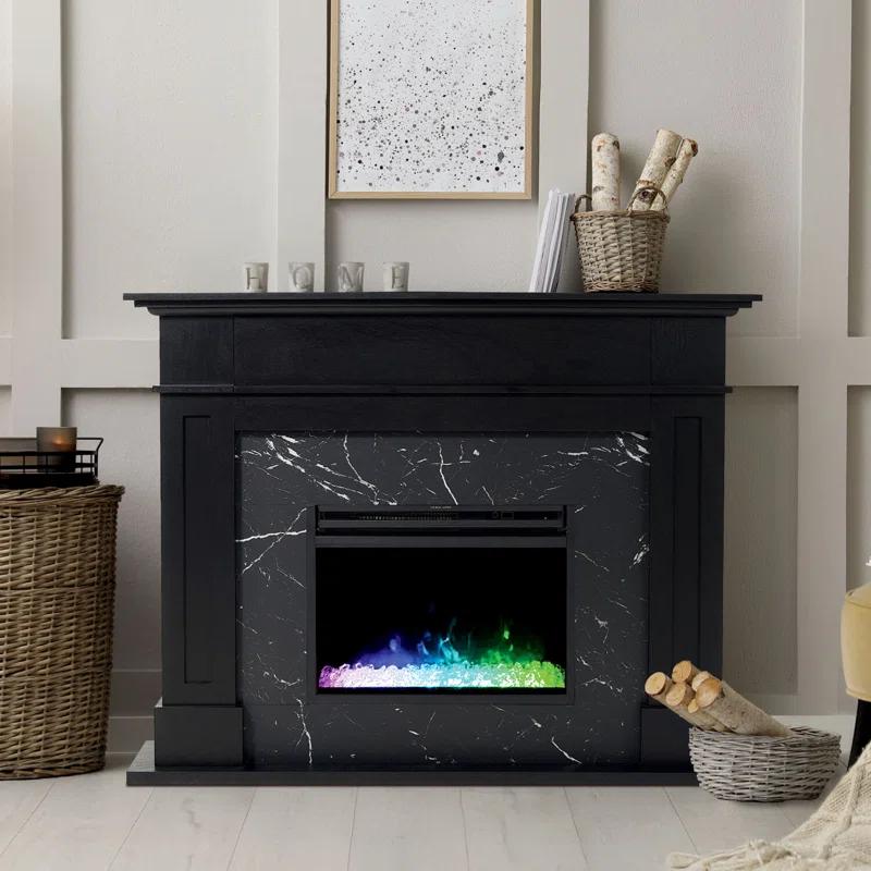 Cambridge Cambridge Sofia 53-in. Electric Fireplace Mantel in with Black Marble Inlay and Crystal Rocks