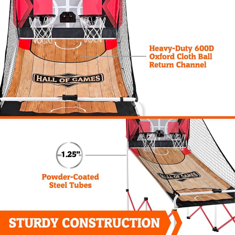 Hall of Games Hall of Games Easy to Assemble Arcade Basketball 84” Tall Indoor Steel Frame EZ-Fold X-Leg