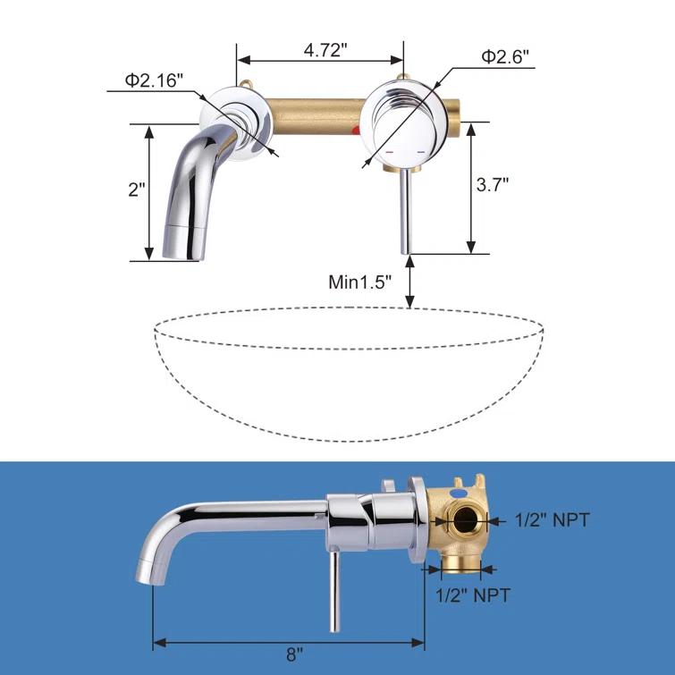 ARCORA Wall Mounted Optional Single-handle Bathroom Faucet 131300C-WF