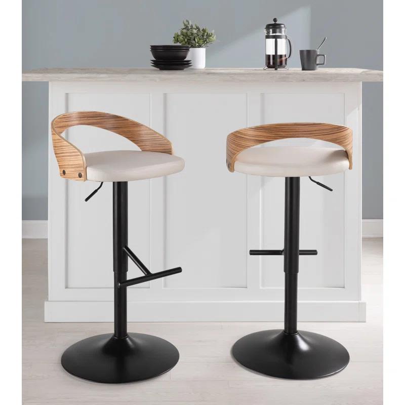 Grotto Swivel Upholstered Adjustable Height Counter Stool with Metal Frame (Set of 2)