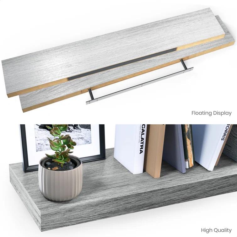 Ballucci Miami 48" W x 8" D Floating Shelves Set with Invisible Wall Mount Brackets (Set of 2)