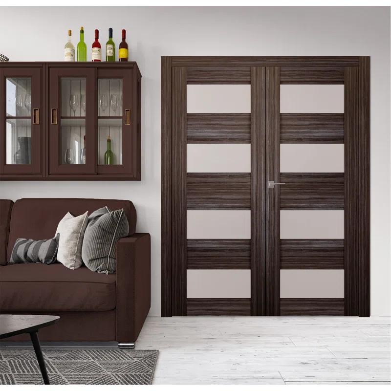 Belldinni Della Solid Manufactured Wood and Glass Paneled Prefinished Standard Double Door
