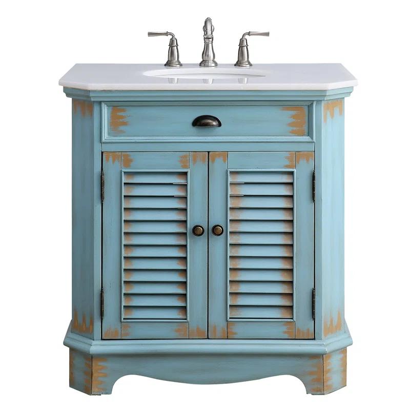 Highland Dunes Kaul 32'' Single Bathroom Vanity with Marble Top