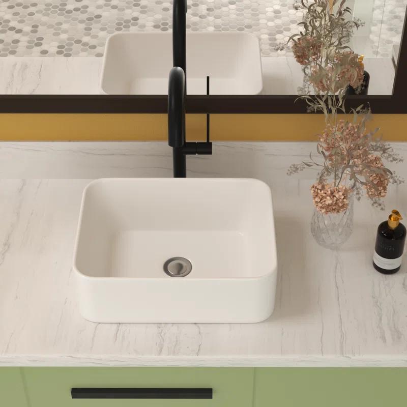 walterwork 16"x12" Ceramic Boat Shape Bathroom Sink