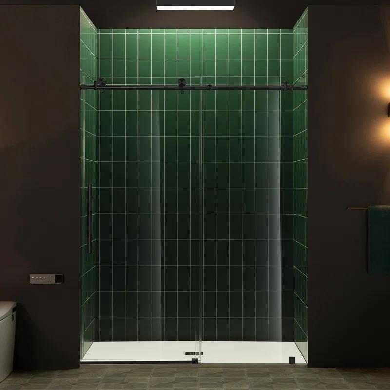 WoodBridge Frameless Single Sliding Shower Door with Soft Close System, 57.5-60" Width x 80"Height with 5/16"(8mm) Clear Tempered Glass & Reviews | Wayfair
