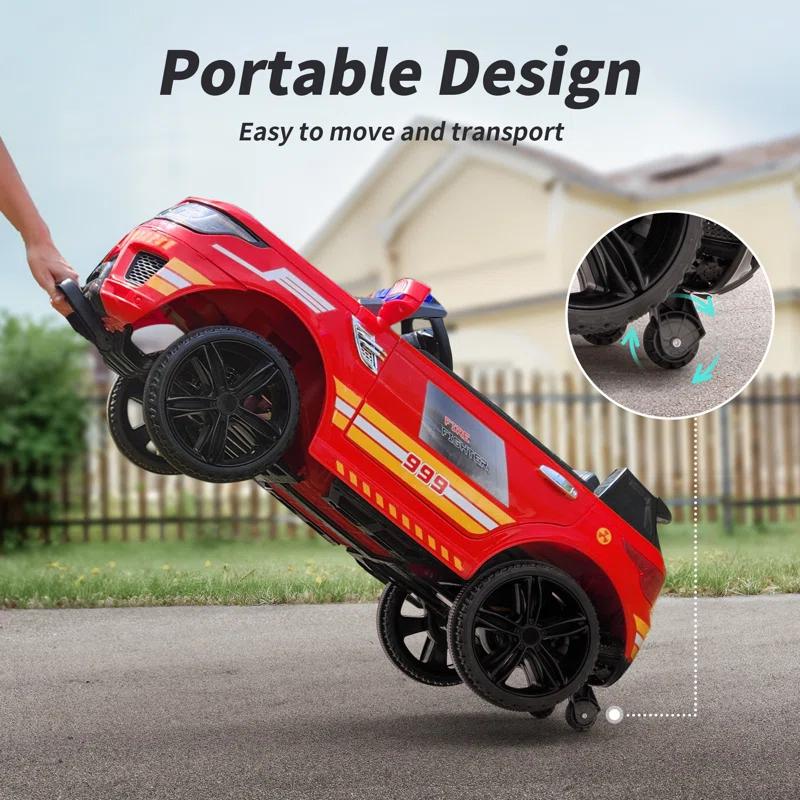Outfunny Electric Police Car for Kids, 12 Volt Kids Ride on Toy Car with Remote Control, Bluetooth, Megaphone