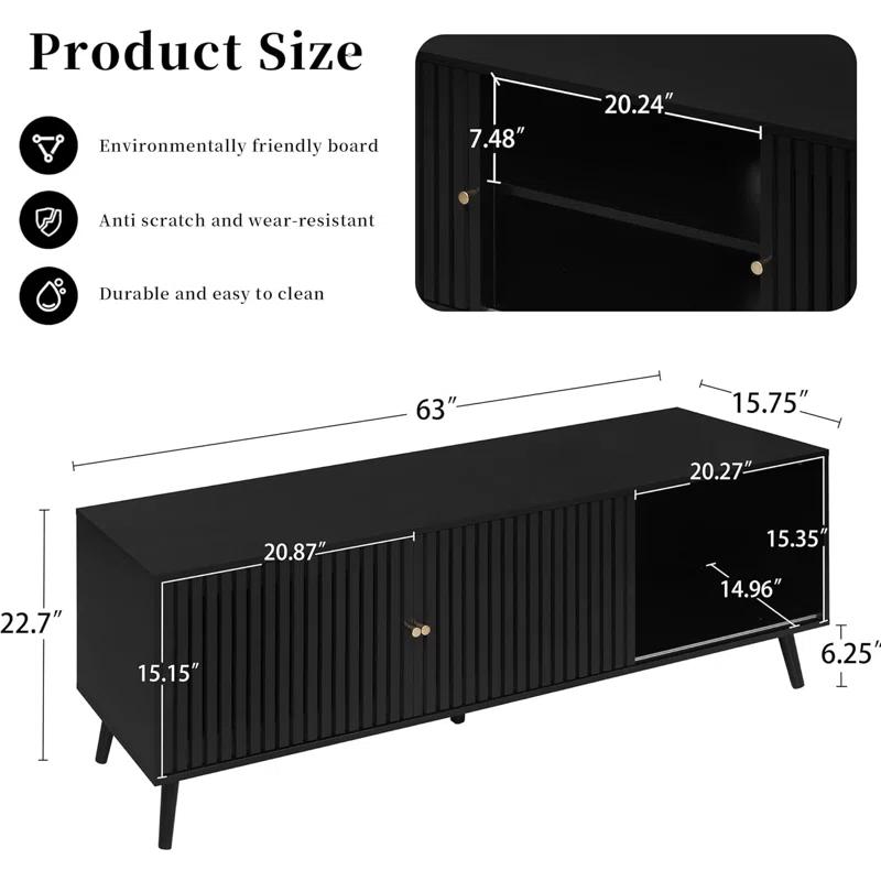 George Oliver Modern TV Stand for Televisions up to 70 Inches, with Sliding Doors and Storage, Television Stands, TV Consoles, Media Consoles for Living Room